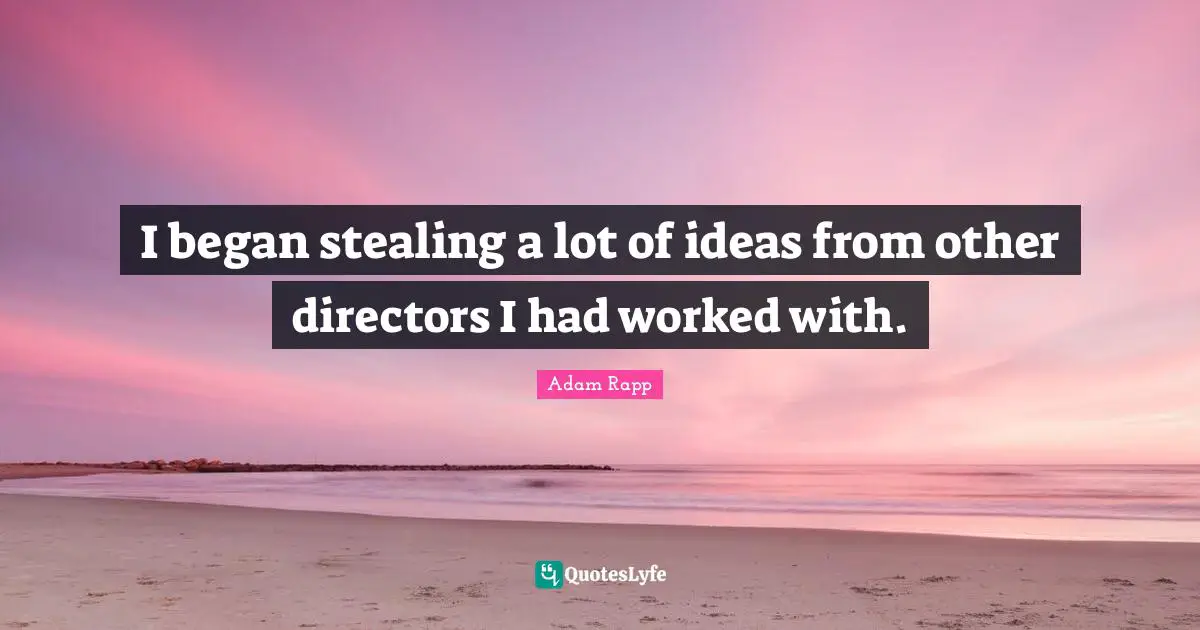 I began stealing a lot of ideas from other directors I had worked with.