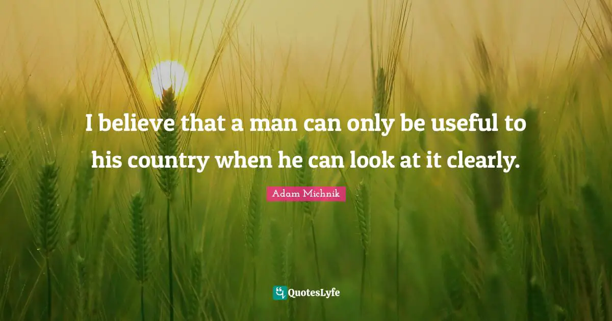 I believe that a man can only be useful to his country when he can look at it clearly.