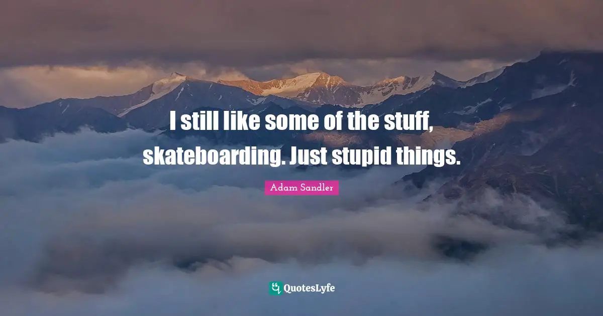 Adam Sandler Quotes: "I still like some of the stuff, skateboarding. Just stupid things."