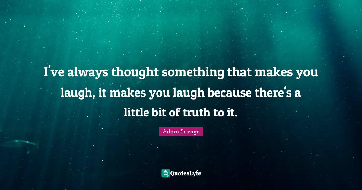 I've always thought something that makes you laugh, it makes you laugh because there's a little bit of truth to it.