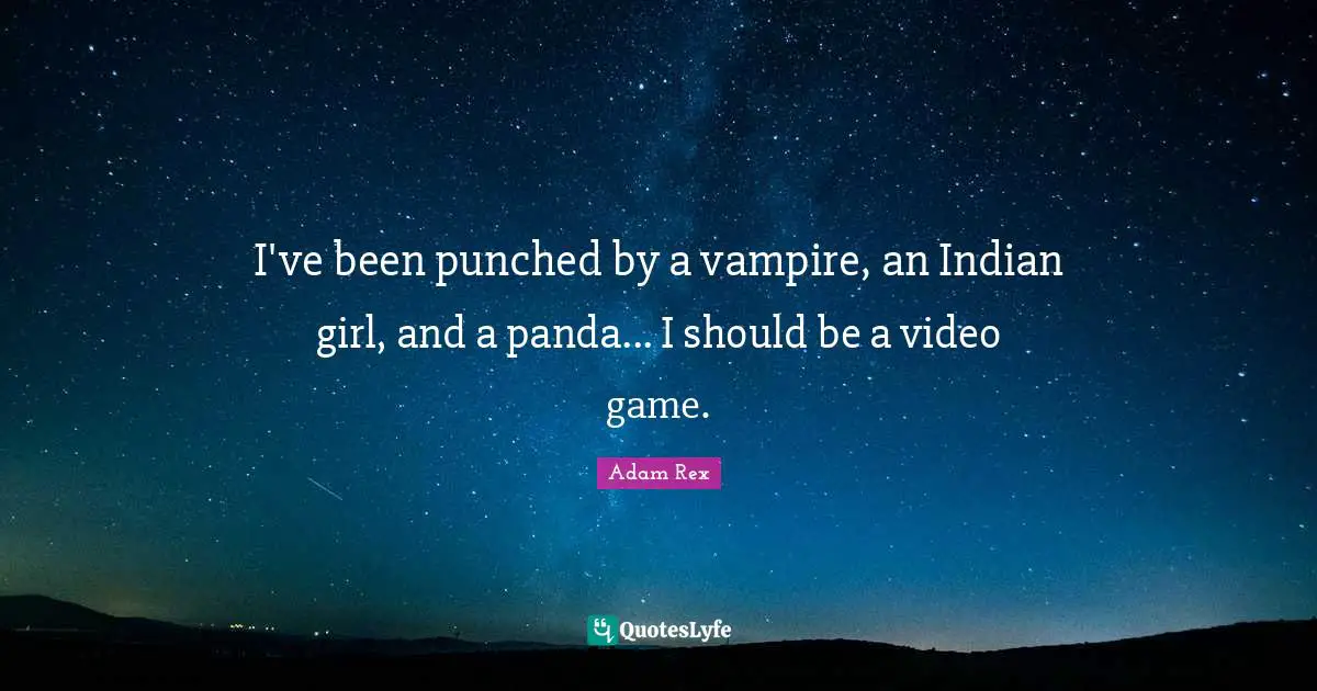 I've been punched by a vampire, an Indian girl, and a panda... I should be a video game.
