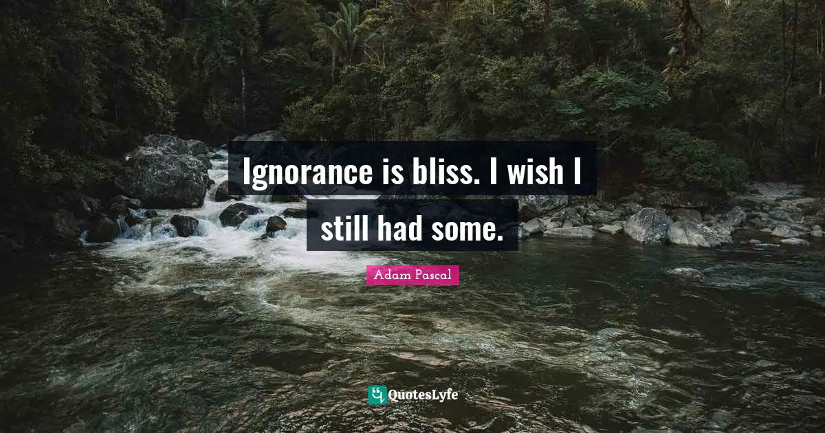Ignorance is bliss. I wish I still had some.