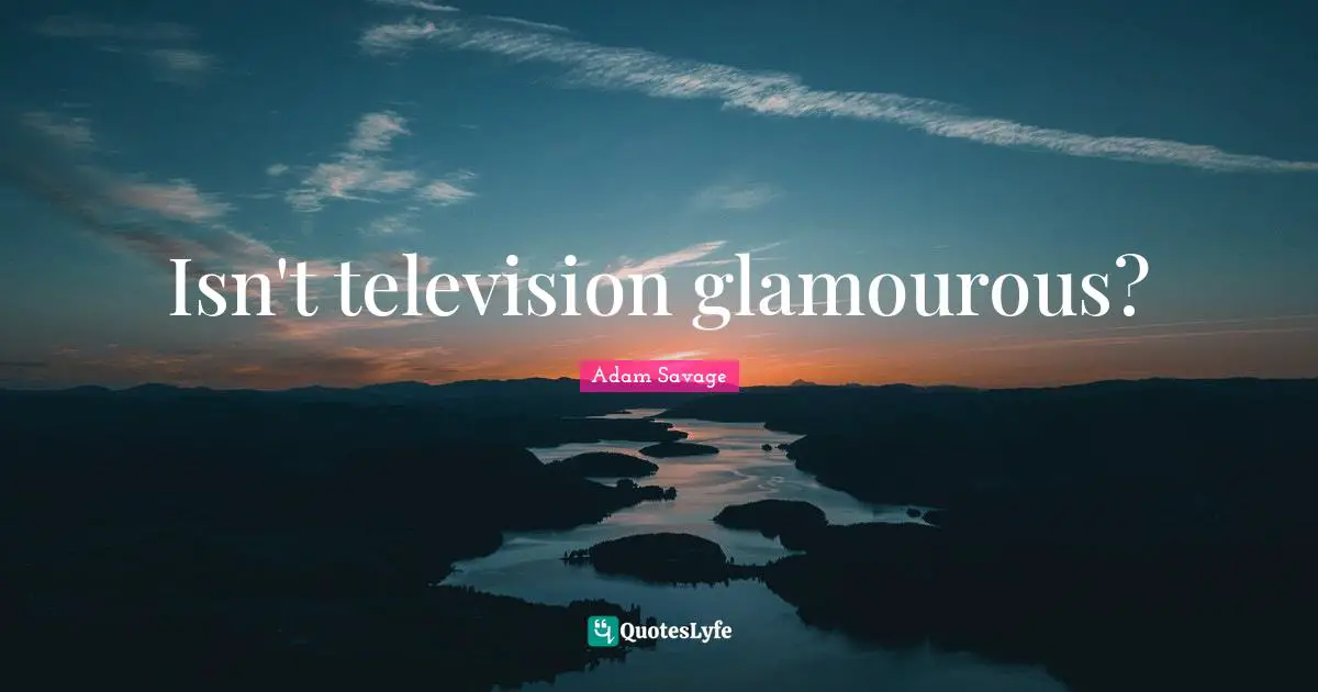 Isn't television glamourous?