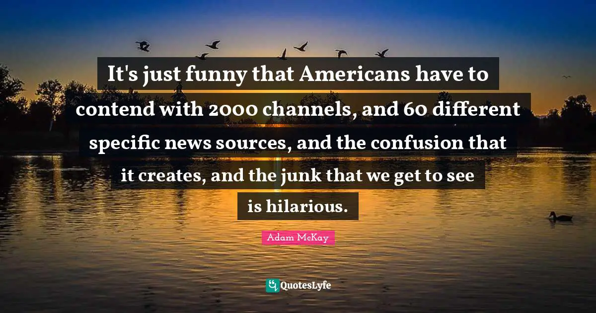 Adam McKay Quotes: "It's just funny that Americans have to contend with 2000 channels, and 60 different specific news sources, and the confusion that it creates, and the junk that we get to see is hilarious."