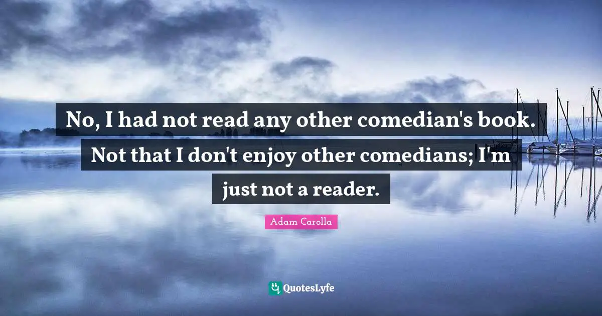 No, I had not read any other comedian's book. Not that I don't enjoy other comedians; I'm just not a reader.