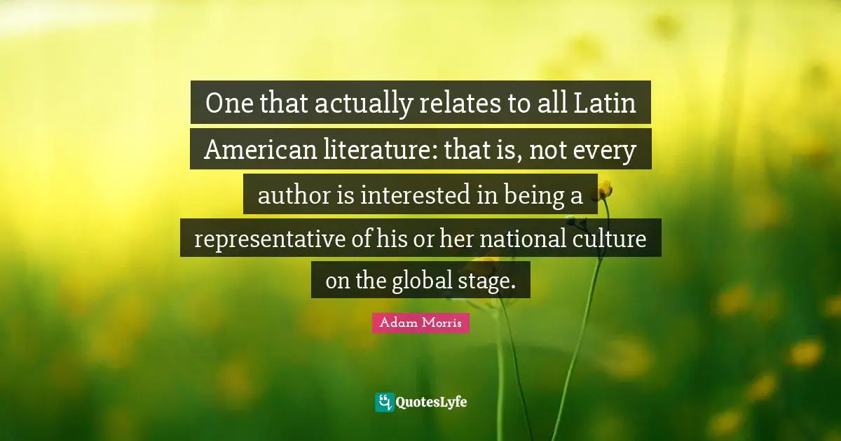 One that actually relates to all Latin American literature: that is, not every author is interested in being a representative of his or her national culture on the global stage.