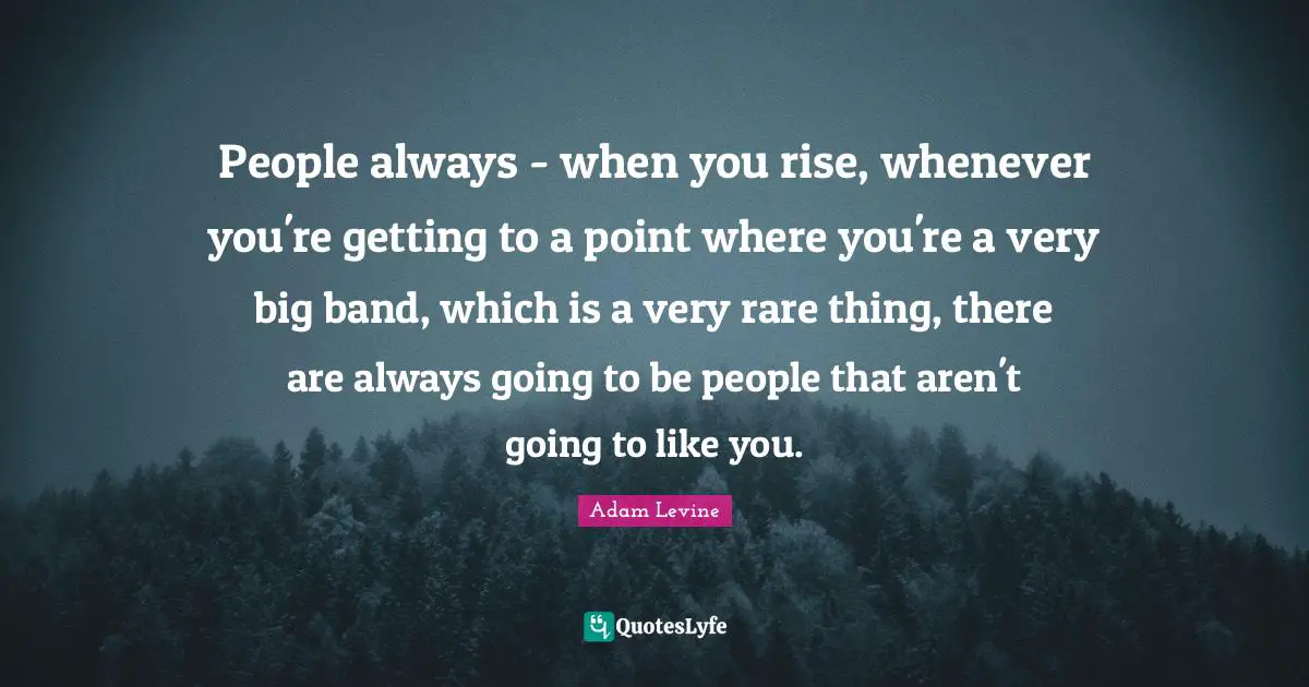 People always - when you rise, whenever you're getting to a point where you're a very big band, which is a very rare thing, there are always going to be people that aren't going to like you.