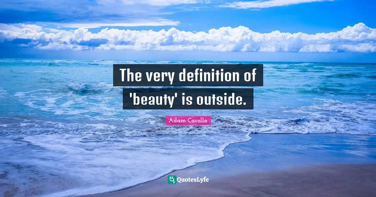 The very definition of 'beauty' is outside.