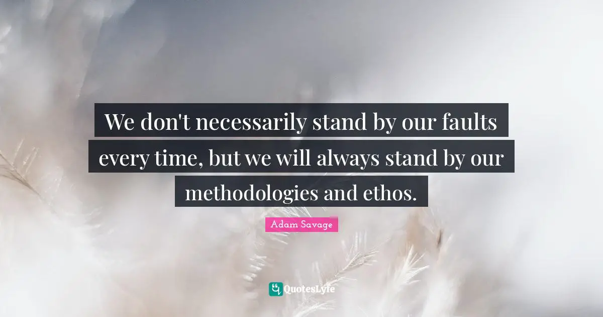 We don't necessarily stand by our faults every time, but we will always stand by our methodologies and ethos.