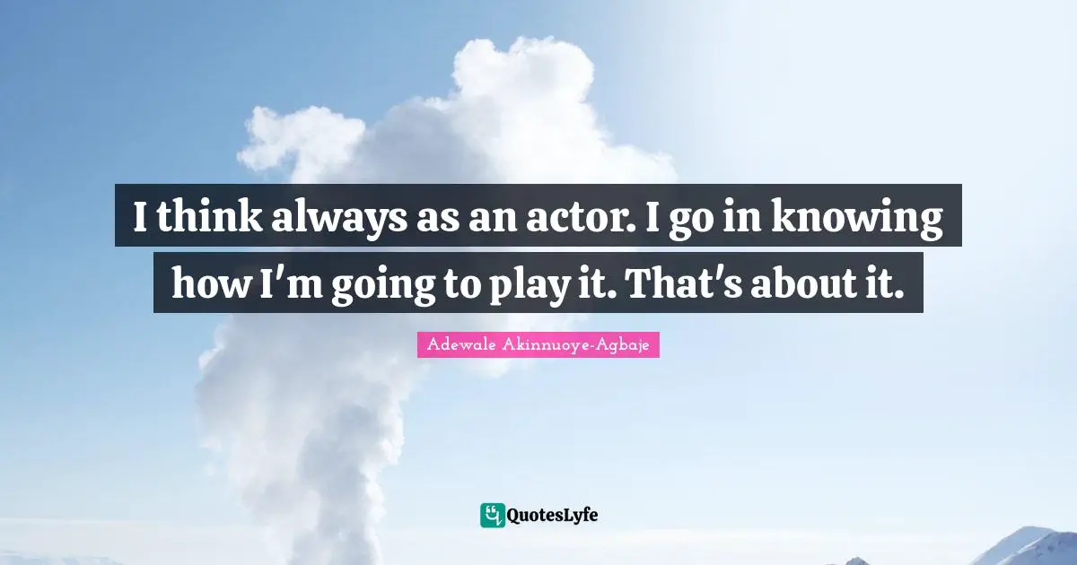 Adewale Akinnuoye-Agbaje Quotes: "I think always as an actor. I go in knowing how I'm going to play it. That's about it."