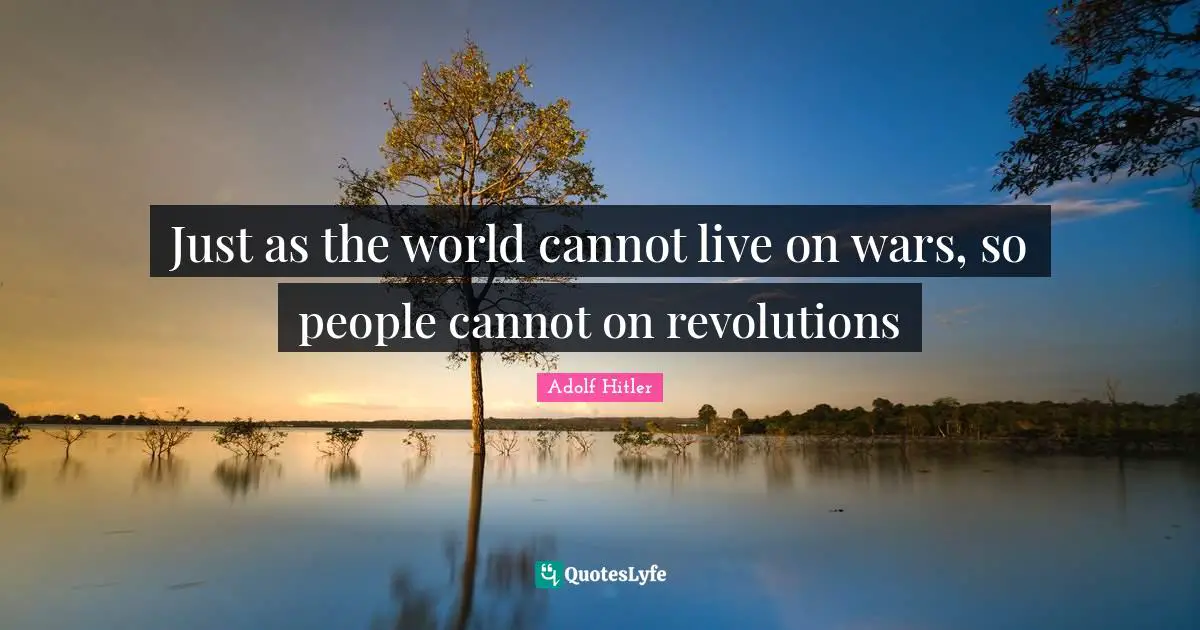 Just as the world cannot live on wars, so people cannot on revolutions