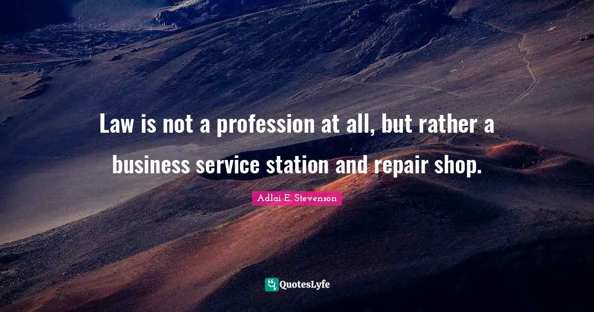 Law is not a profession at all, but rather a business service station and repair shop.