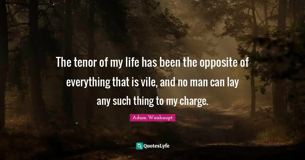 The tenor of my life has been the opposite of everything that is vile, and no man can lay any such thing to my charge.