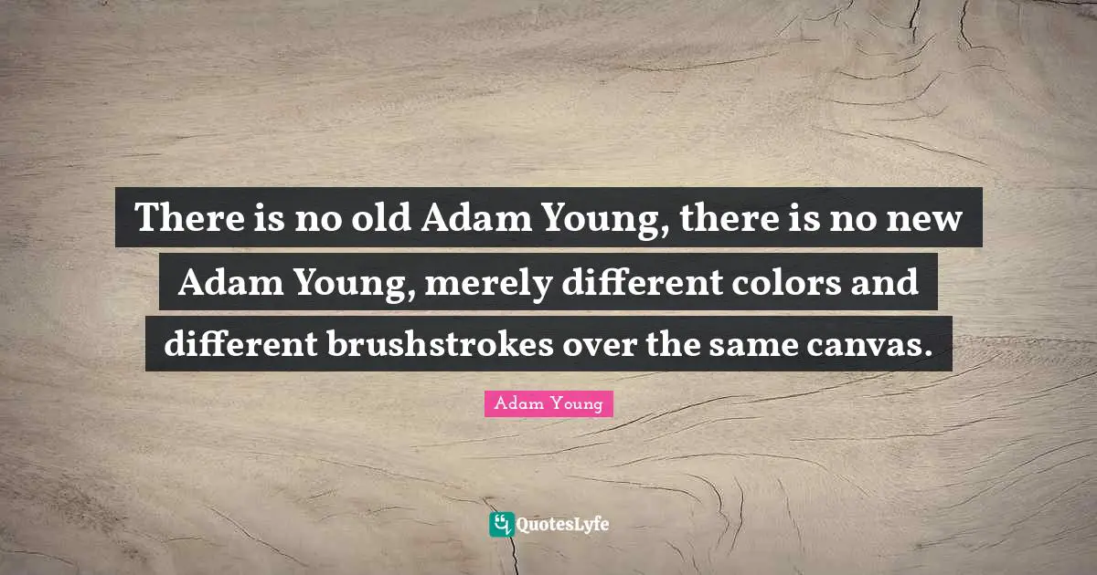 Adam Quotes: "There is no old Adam Young, there is no new Adam Young, merely different colors and﻿ different brushstrokes over the same canvas."