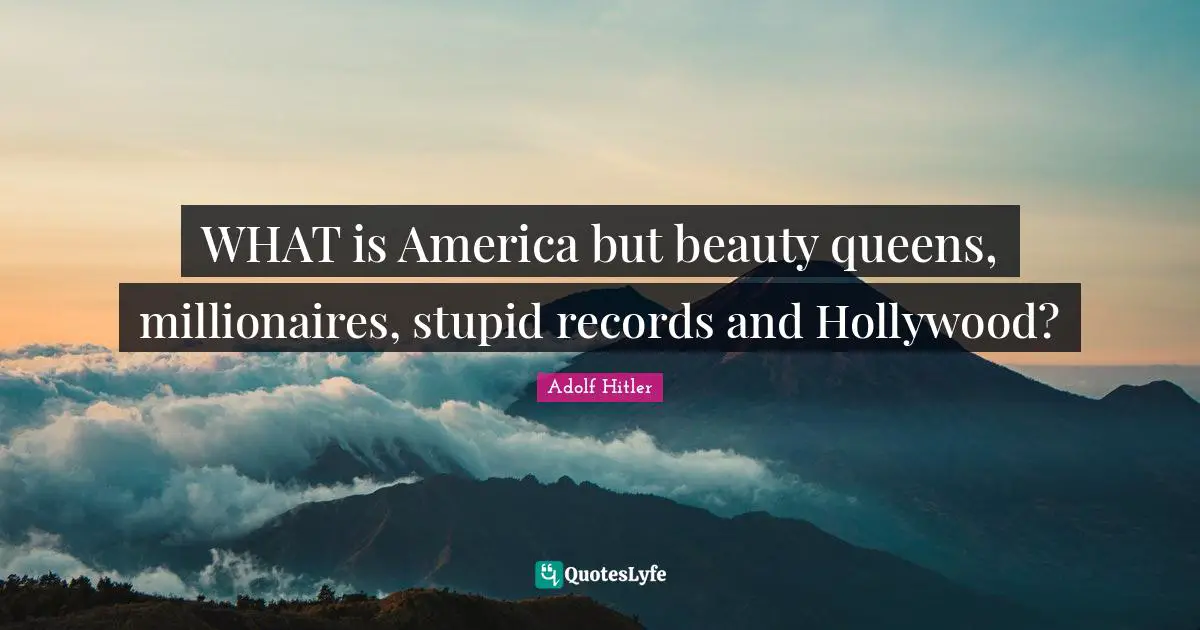 WHAT is America but beauty queens, millionaires, stupid records and Hollywood?