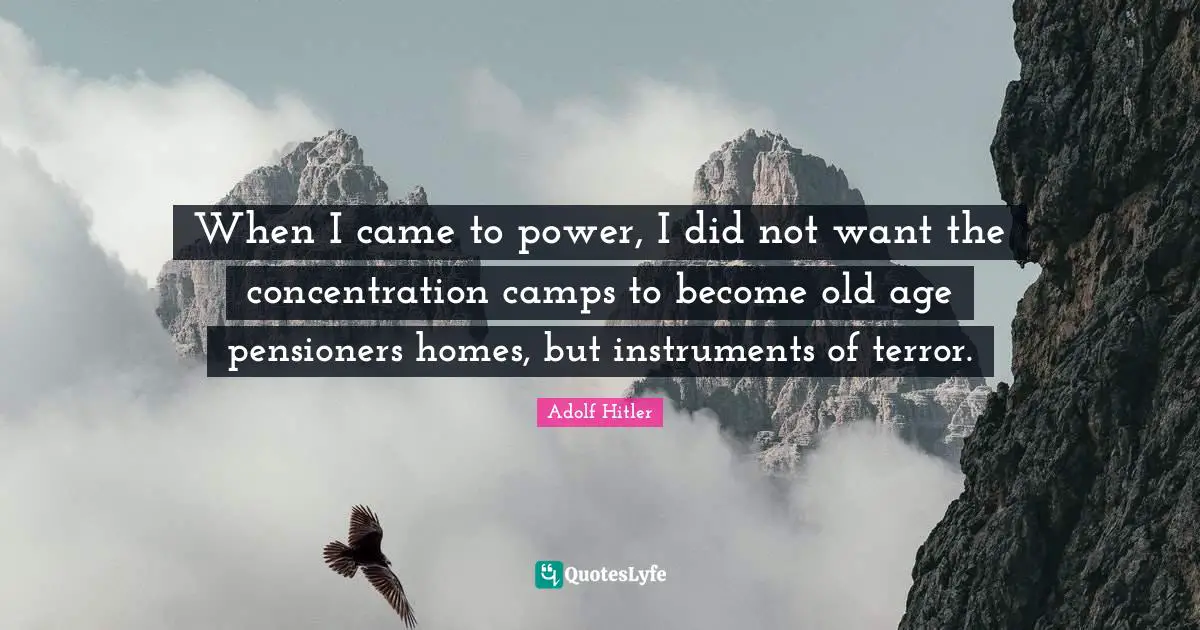 Camps Quotes: "When I came to power, I did not want the concentration camps to become old age pensioners homes, but instruments of terror."