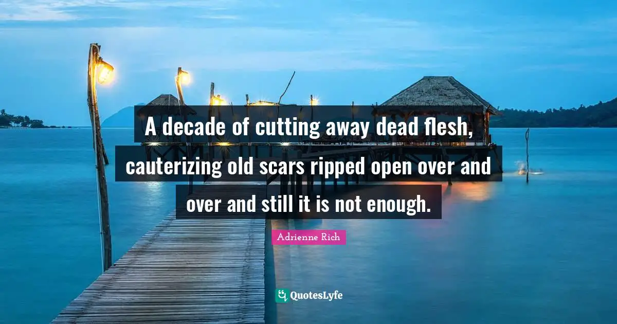 A decade of cutting away dead flesh, cauterizing old scars ripped open over and over and still it is not enough.