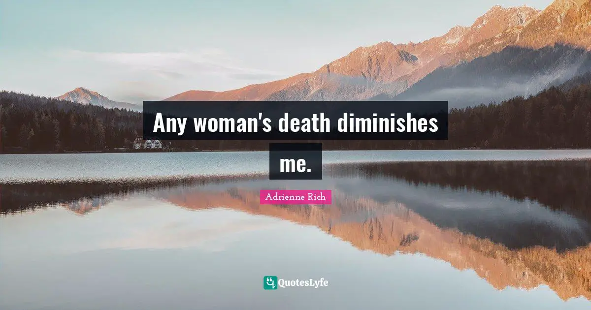Diminish Quotes: "Any woman's death diminishes me."