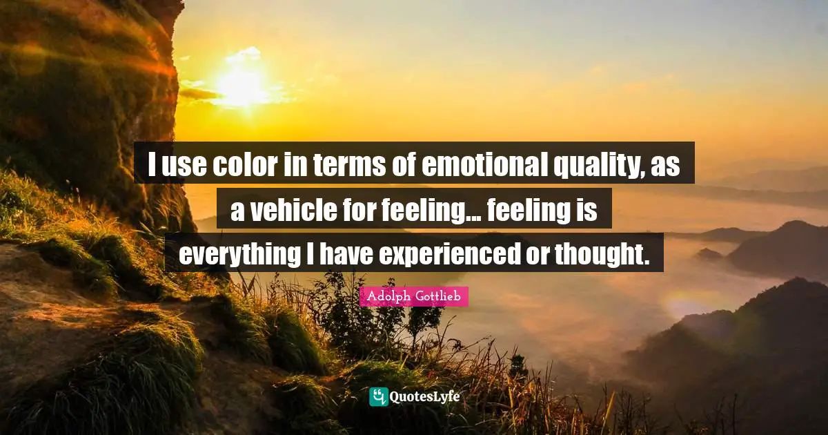 I use color in terms of emotional quality, as a vehicle for feeling... feeling is everything I have experienced or thought.