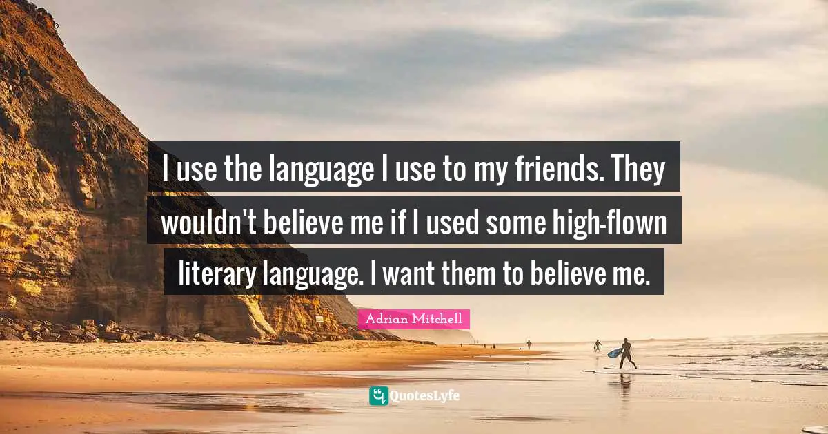 I use the language I use to my friends. They wouldn't believe me if I used some high-flown literary language. I want them to believe me.