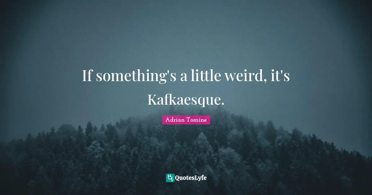 If something's a little weird, it's Kafkaesque.