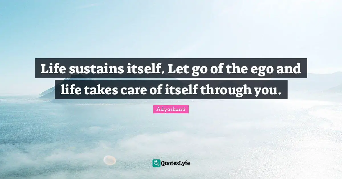 Adyashanti Quotes: "Life sustains itself. Let go of the ego and life takes care of itself through you."