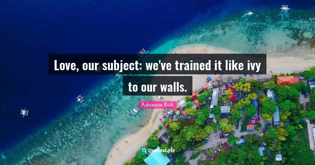 Love, our subject: we've trained it like ivy to our walls.