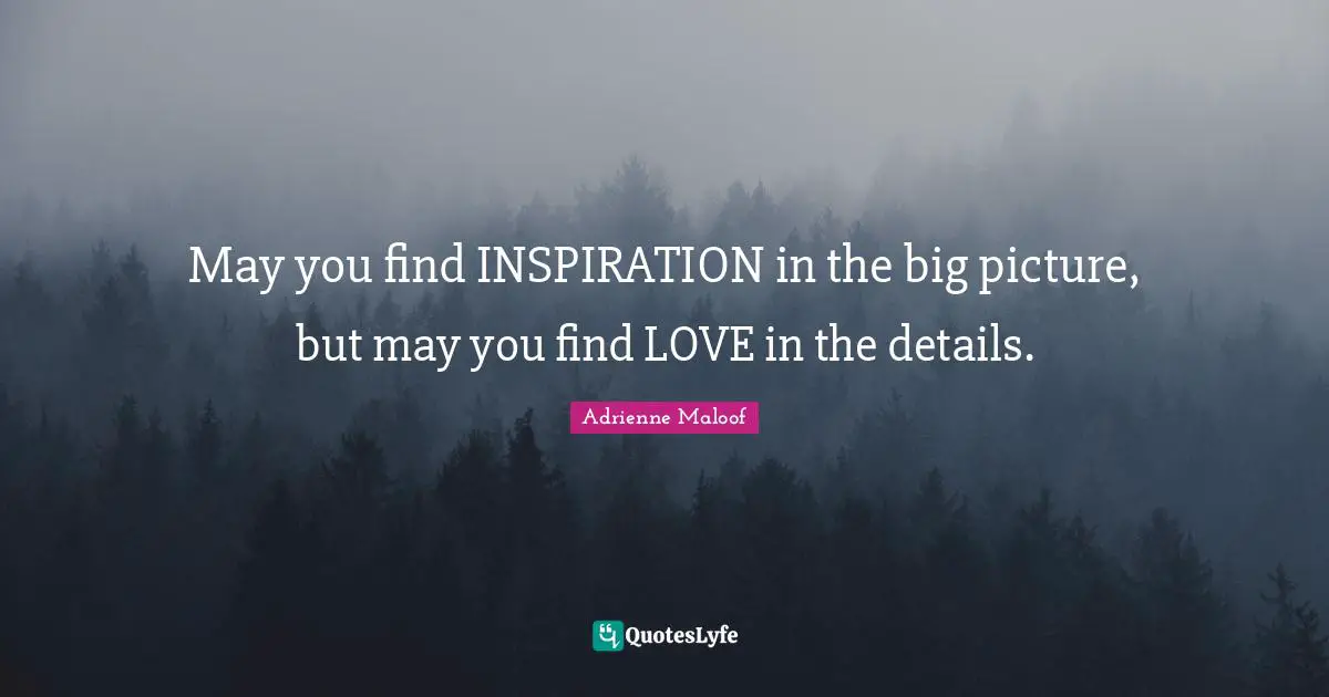 Finding Love Quotes: "May you find INSPIRATION in the big picture, but may you find LOVE in the details."