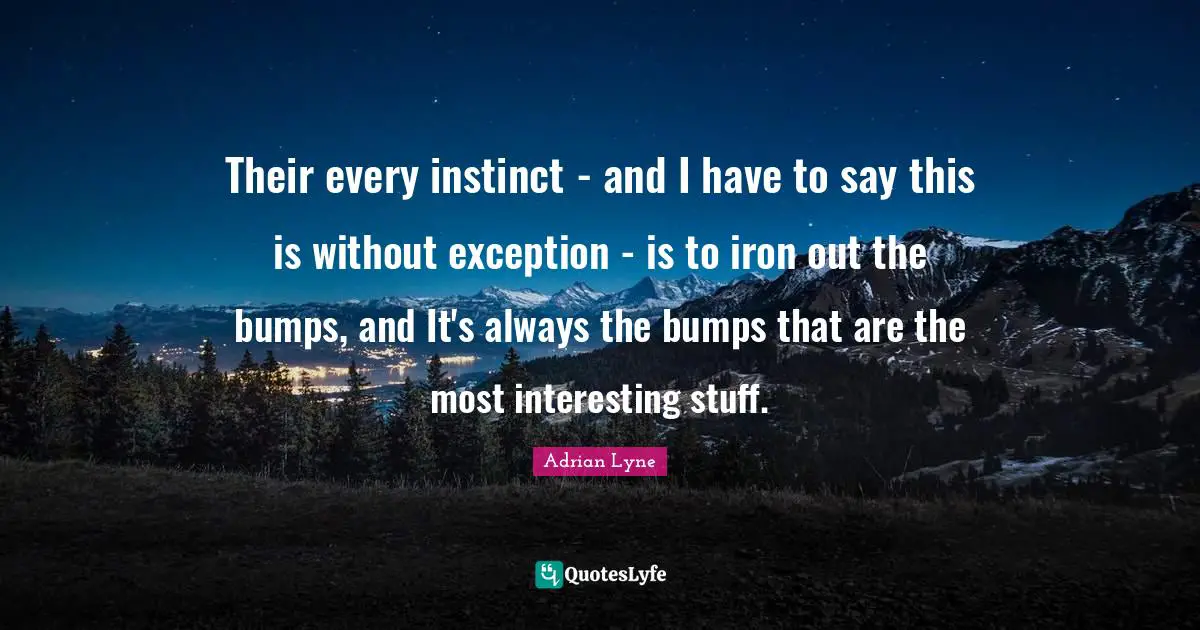Their every instinct - and I have to say this is without exception - is to iron out the bumps, and It's always the bumps that are the most interesting stuff.