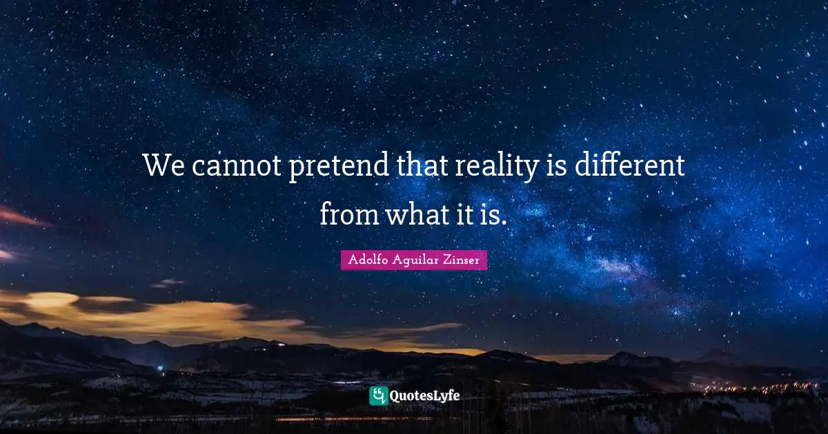 We cannot pretend that reality is different from what it is.