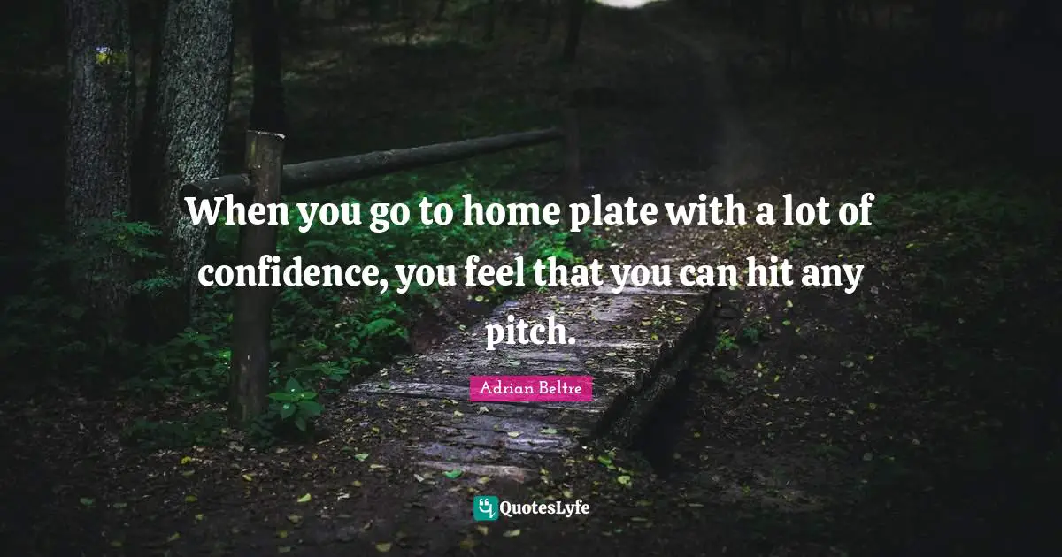 Plates Quotes: "When you go to home plate with a lot of confidence, you feel that you can hit any pitch."