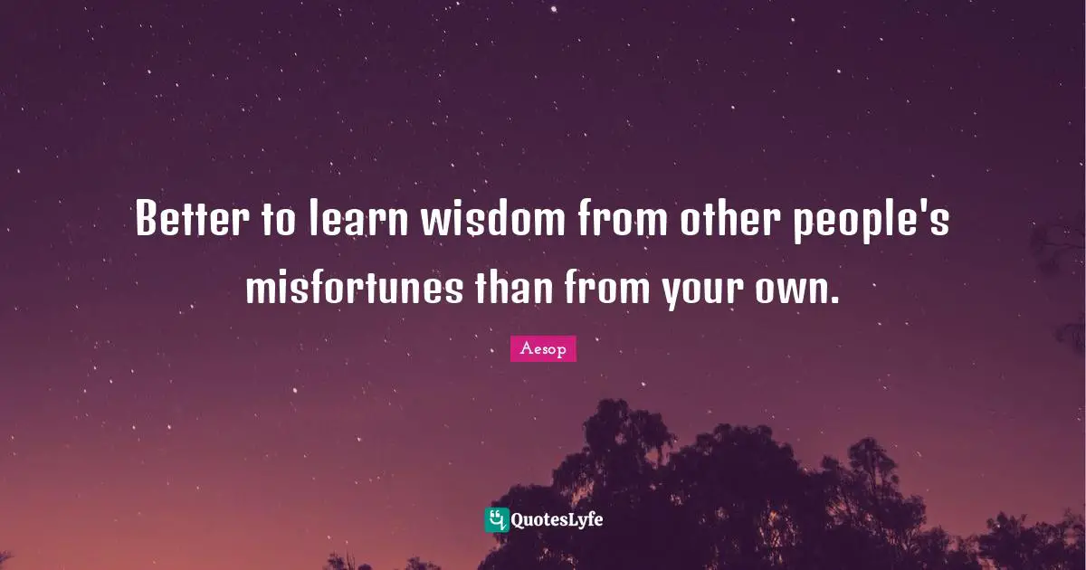Misfortunes Quotes: "Better to learn wisdom from other people's misfortunes than from your own."