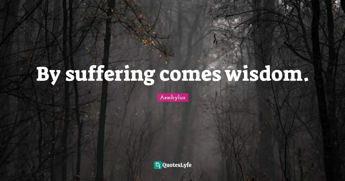 By suffering comes wisdom.