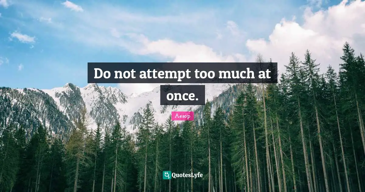 Do not attempt too much at once.