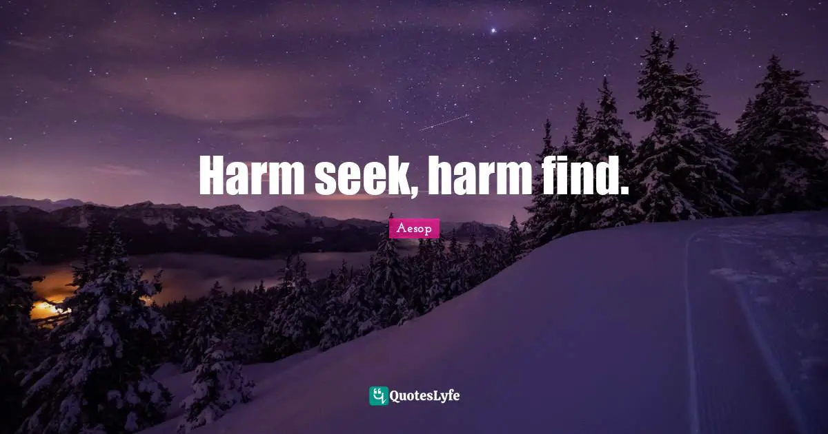 Harm seek, harm find.