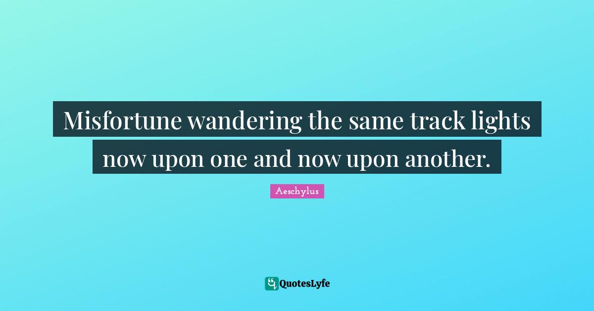 Misfortune wandering the same track lights now upon one and now upon another.