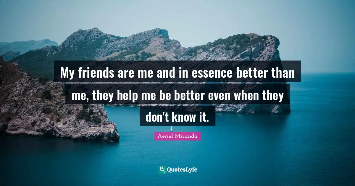 My friends are me and in essence better than me, they help me be better even when they don't know it.