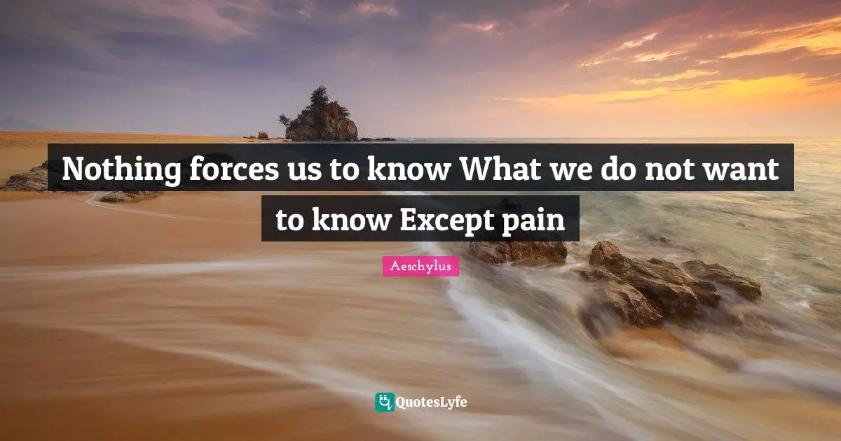 Nothing forces us to know What we do not want to know Except pain