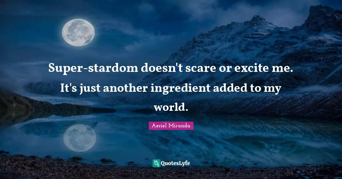 Super-stardom doesn't scare or excite me. It's just another ingredient added to my world.