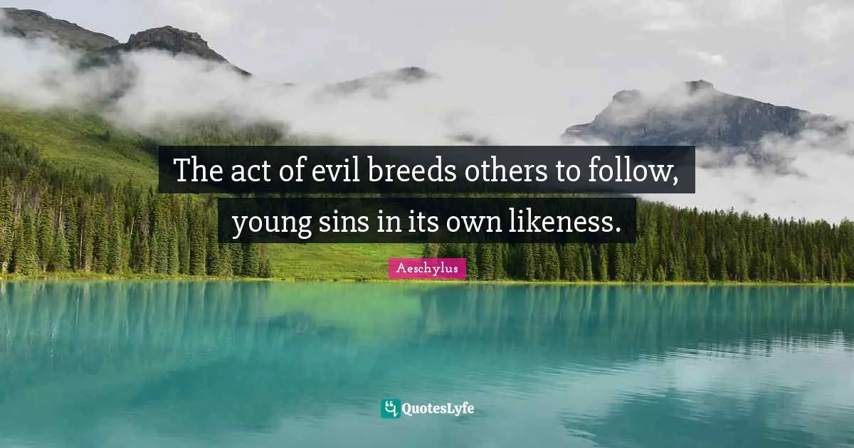 The act of evil breeds others to follow, young sins in its own likeness.