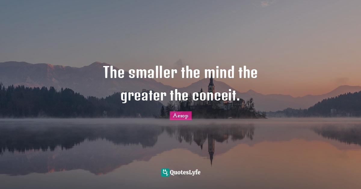 Conceit Quotes: "The smaller the mind the greater the conceit."