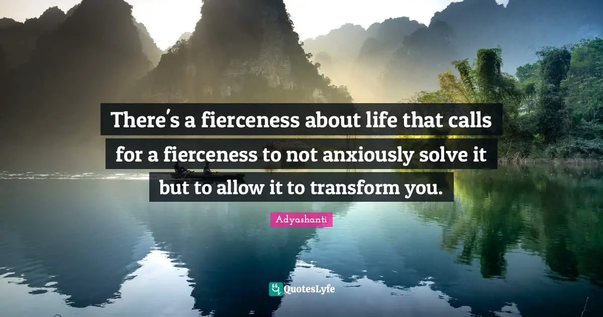 There's a fierceness about life that calls for a fierceness to not anxiously solve it but to allow it to transform you.