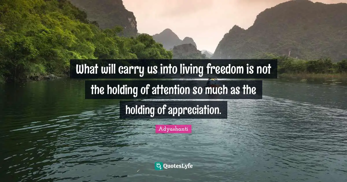 What will carry us into living freedom is not the holding of attention so much as the holding of appreciation.
