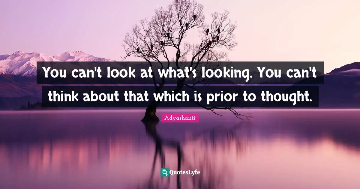 You can't look at what's looking. You can't think about that which is prior to thought.