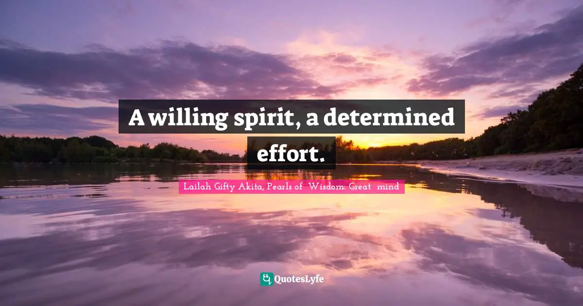A willing spirit, a determined effort.