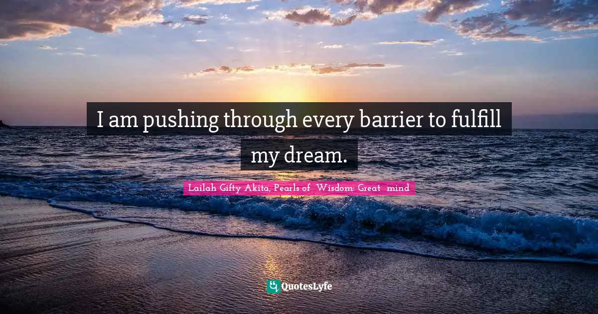 I am pushing through every barrier to fulfill my dream.