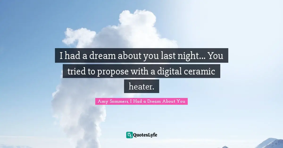 I had a dream about you last night... You tried to propose with a digital ceramic heater.