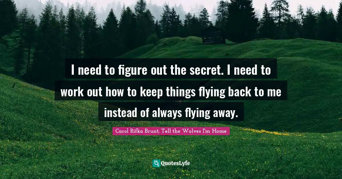 I need to figure out the secret. I need to work out how to keep things flying back to me instead of always flying away.