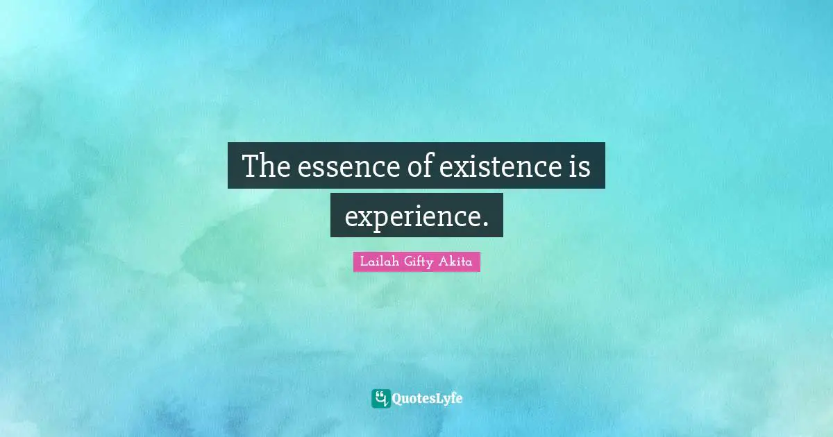 The essence of existence is experience.