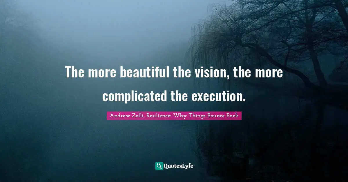The more beautiful the vision, the more complicated the execution.